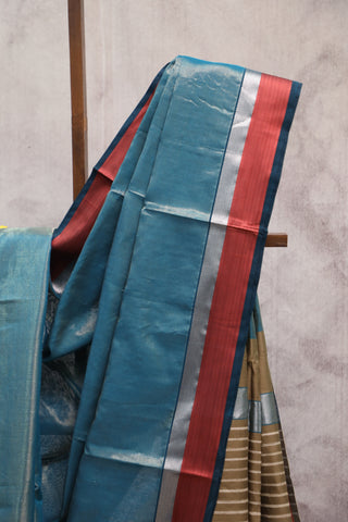 Pastel Blue Silk Maheshwari Saree -SRPBSMS168