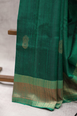 Green Raw Silk Saree - SRGRSS547