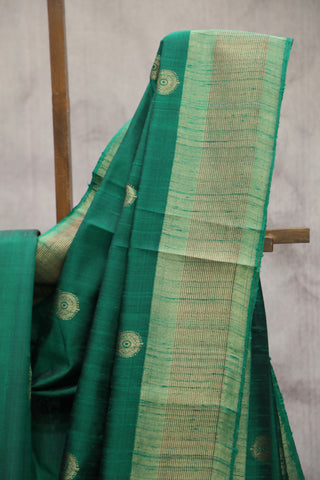 Green Raw Silk Saree - SRGRSS547