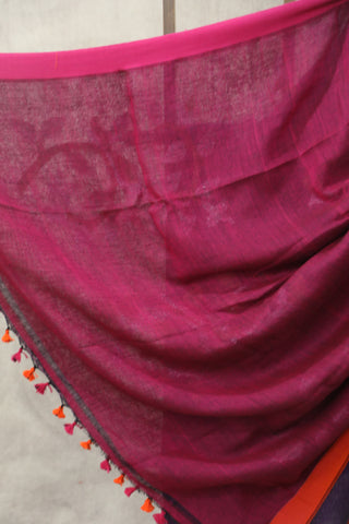 Purple Linen Jamdani Saree -SRPLJS293