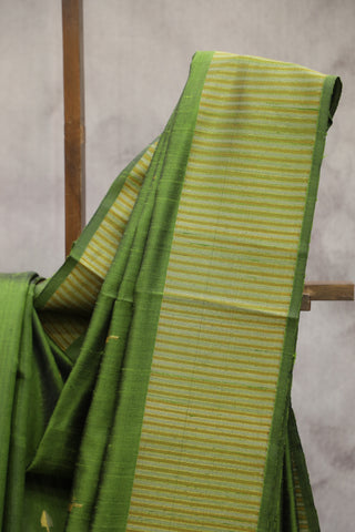 Moss Green Raw Silk Saree - SRMGRSS12EX