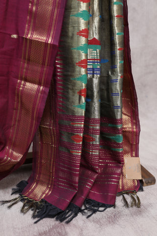 Magenta Cotton Paithani Saree-SRMCPS310