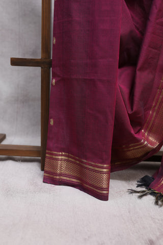 Magenta Cotton Paithani Saree-SRMCPS310