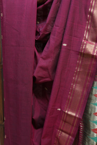 Magenta Cotton Paithani Saree-SRMCPS310