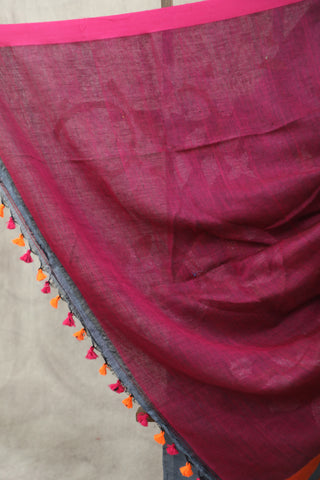 Grey Linen Jamdani Saree -SRGLJS294