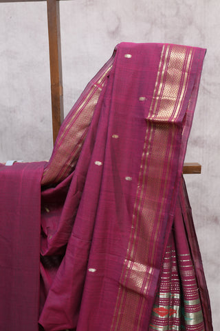 Magenta Cotton Paithani Saree-SRMCPS310