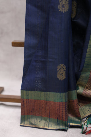 Navy Blue Raw Silk Saree - SRNBRSS285