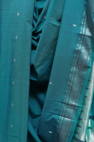 Teal Green Cotton Paithani Saree-SRTGCPS294