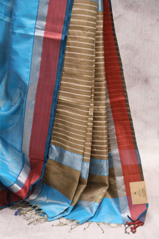 Blue Silk Maheshwari Saree -SRBSMS166