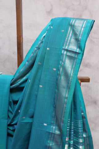 Teal Green Cotton Paithani Saree-SRTGCPS294