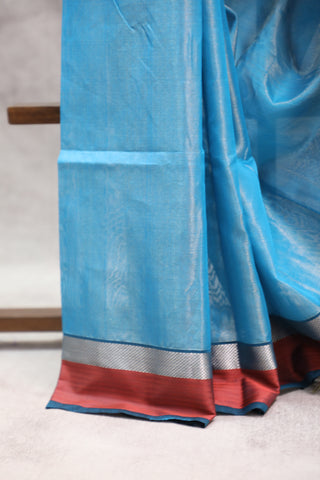 Blue Silk Maheshwari Saree -SRBSMS166