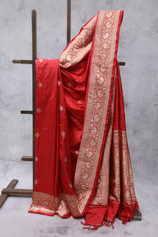 Red Banarasi Silk Saree-SRRBSS534