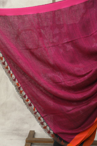 Black Linen Jamdani Saree -SRBLJS295