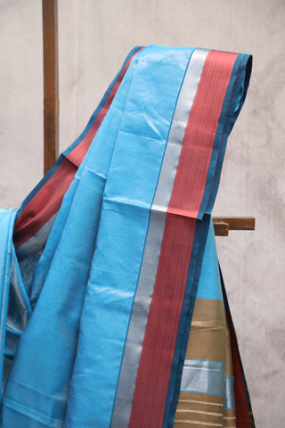 Blue Silk Maheshwari Saree -SRBSMS166