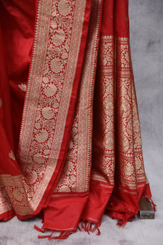 Red Banarasi Silk Saree-SRRBSS534