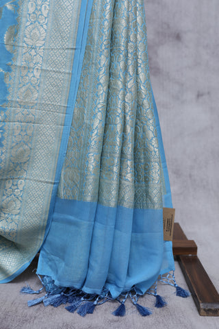 Blue Georgette Banarasi Silk Saree - SRBGBSS341