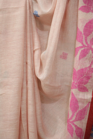 Pastel Pink Linen Jamdani Saree -SRPPLJS255