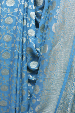 Blue Georgette Banarasi Silk Saree - SRBGBSS341