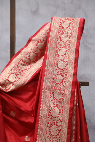 Red Banarasi Silk Saree-SRRBSS534