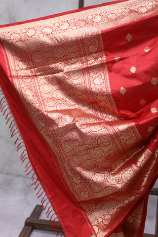 Red Banarasi Silk Saree-SRRBSS534