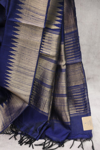 Dark Blue Raw Silk Saree-SRDBRSS240