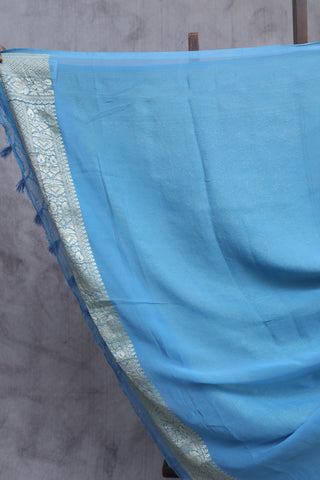 Blue Georgette Banarasi Silk Saree - SRBGBSS341