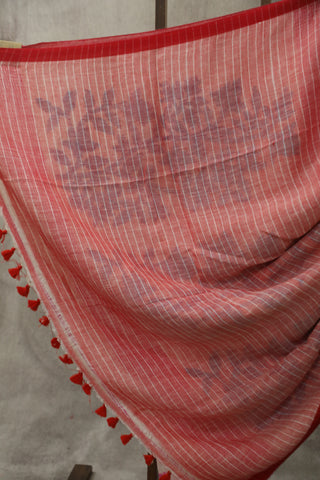 Pastel Pink Linen Jamdani Saree -SRPPLJS255