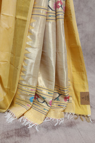 Pastel Yellow Cotton Paithani Saree-SRPYCPS299