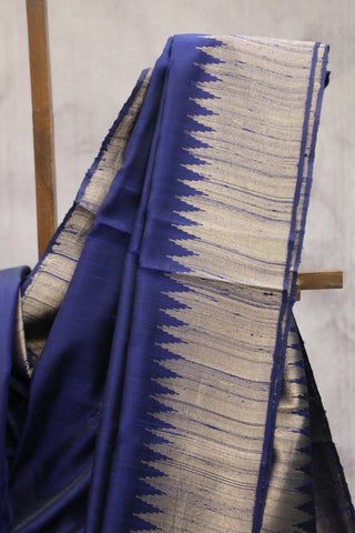 Dark Blue Raw Silk Saree-SRDBRSS240