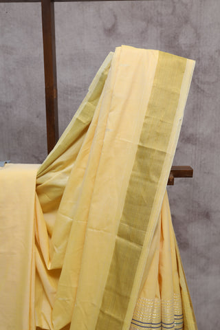 Pastel Yellow Cotton Paithani Saree-SRPYCPS299