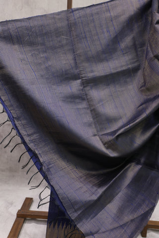 Dark Blue Raw Silk Saree-SRDBRSS240