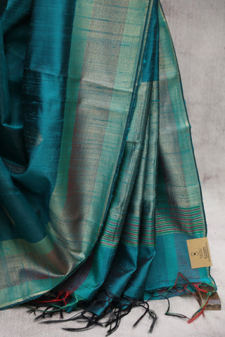 Peacock Green Raw Silk Saree - SRPGRSS552