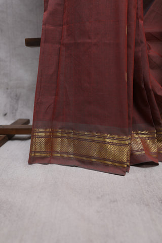 Peanut Brown Cotton Paithani Saree-SRPBCPS311