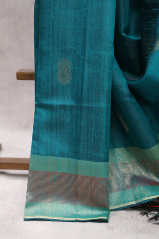 Peacock Green Raw Silk Saree - SRPGRSS552