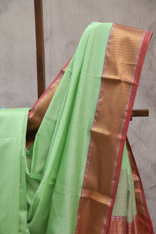 Pastel Green Silk Maheshwari Saree -SRPGSMS140