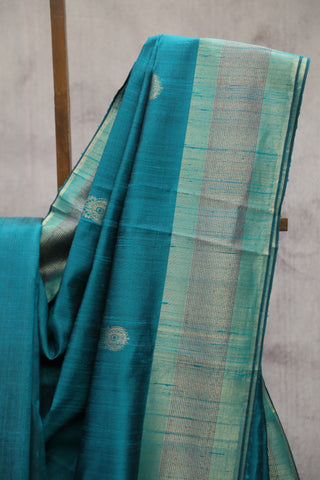 Peacock Green Raw Silk Saree - SRPGRSS552