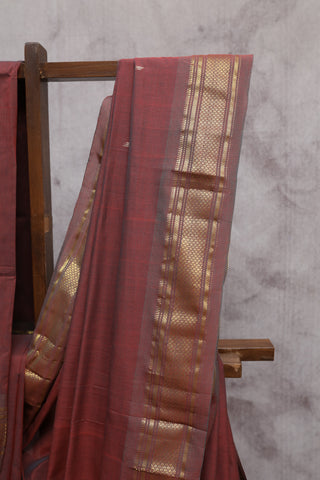 Peanut Brown Cotton Paithani Saree-SRPBCPS311