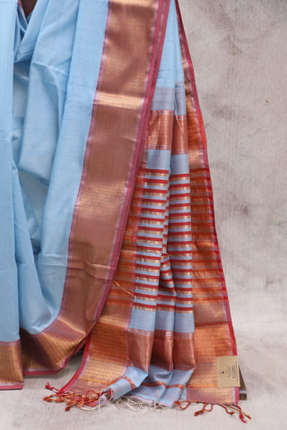 Pastel Turquoise Silk Maheshwari Saree - SRPTSMS289