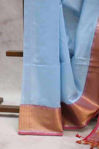 Pastel Turquoise Silk Maheshwari Saree - SRPTSMS289