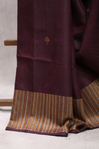 Wine Raw Silk Saree - SRWRSS550