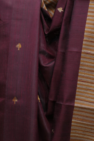 Wine Raw Silk Saree - SRWRSS550