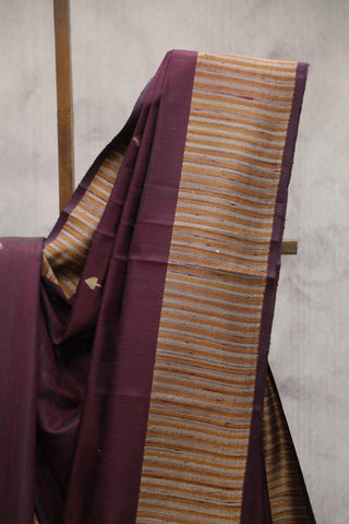 Wine Raw Silk Saree - SRWRSS550