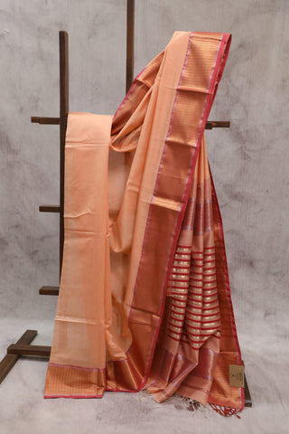 Peach Silk Maheshwari Saree -SRPSMS141