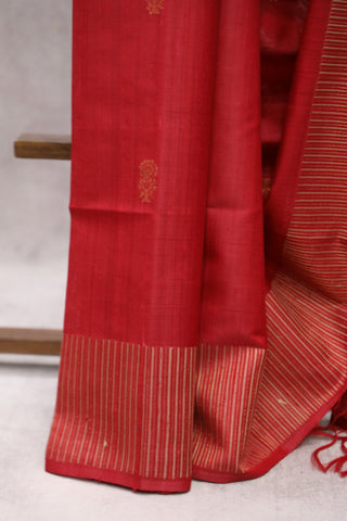 Red Raw Silk Saree - SRRRSS546