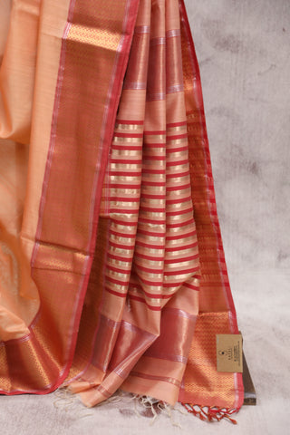 Peach Silk Maheshwari Saree -SRPSMS141