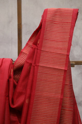 Red Raw Silk Saree - SRRRSS546