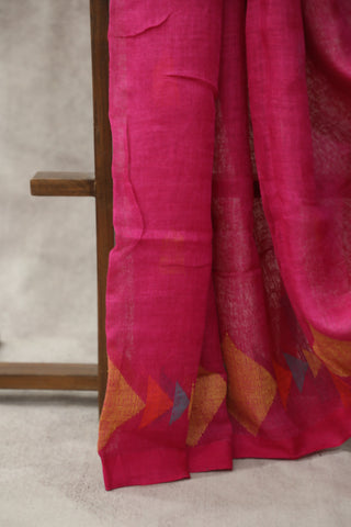 Pink Linen Jamdani Saree -SRPLJS253