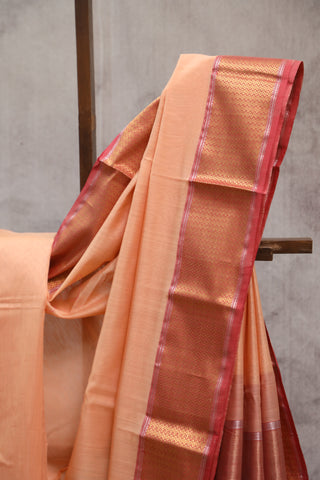 Peach Silk Maheshwari Saree -SRPSMS141