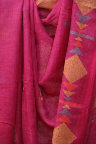 Pink Linen Jamdani Saree -SRPLJS253