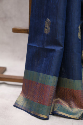 Blue Raw Silk Saree - SRBRSS551